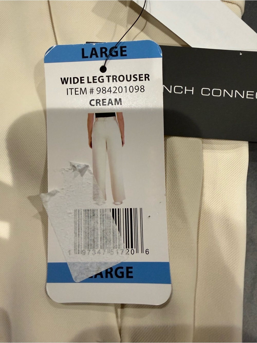 French Connection Cream Wide-Leg Pleated Trousers - Picture 3 of 4